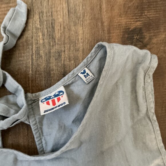 Disney Junk Food Chambray Romper – Women’s Medium | Mickey Embroidery, Tie-Back - Picture 5 of 8